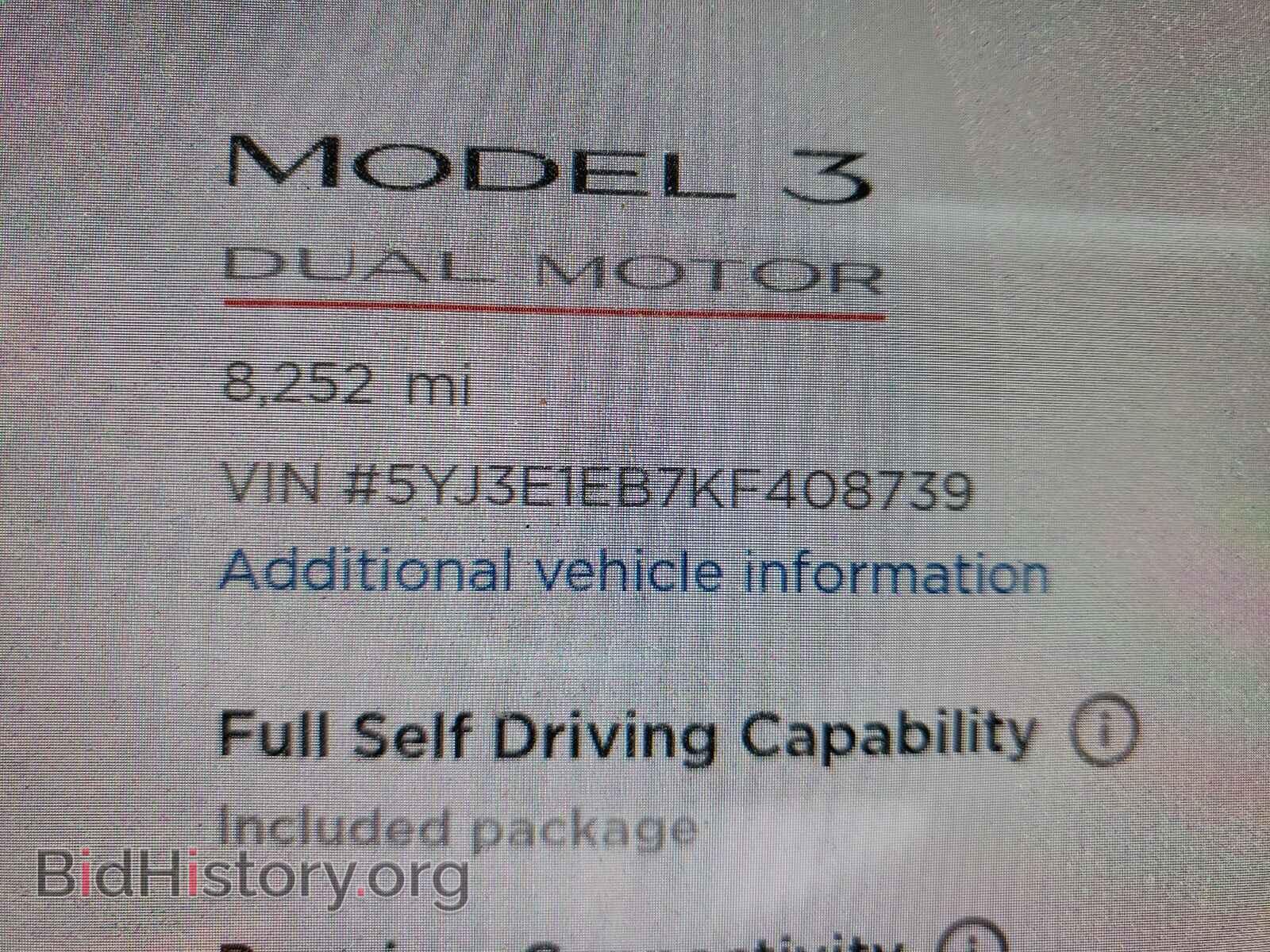 2019 TESLA MODEL 3 - VIN: 5YJ3E1EB7KF408739 - Photo 8