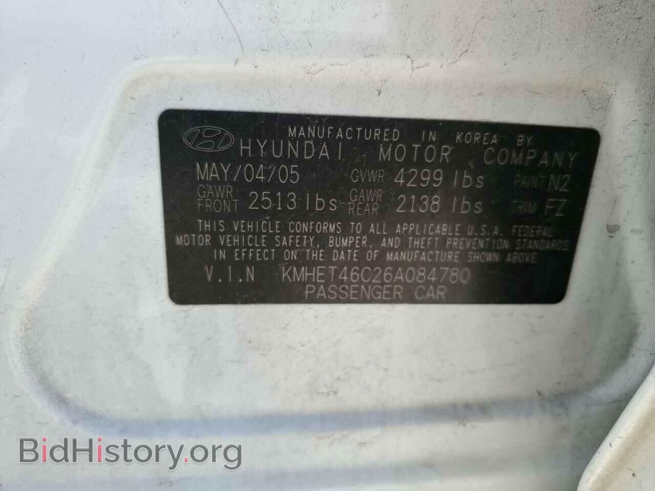 2006 HYUNDAI SONATA - VIN: KMHET46C26A084780 - Фото 10
