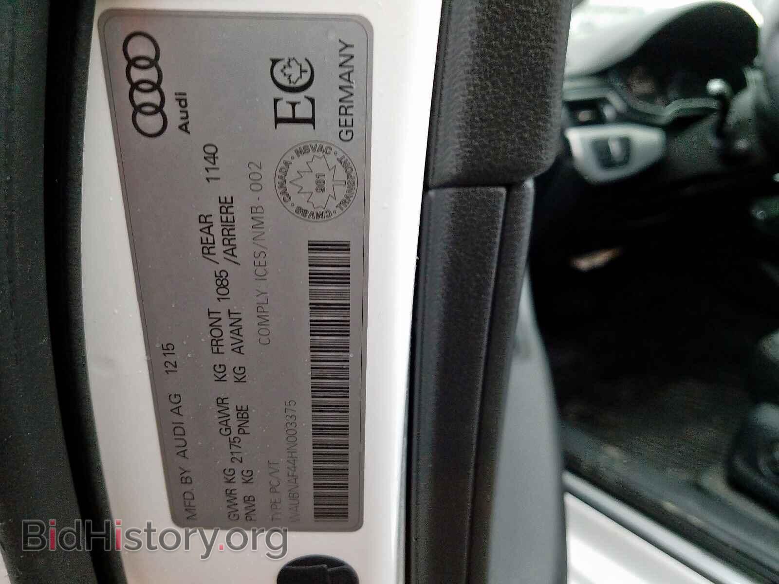 2017 AUDI A4 - VIN: WAUBNAF44HN003375 - Photo 10