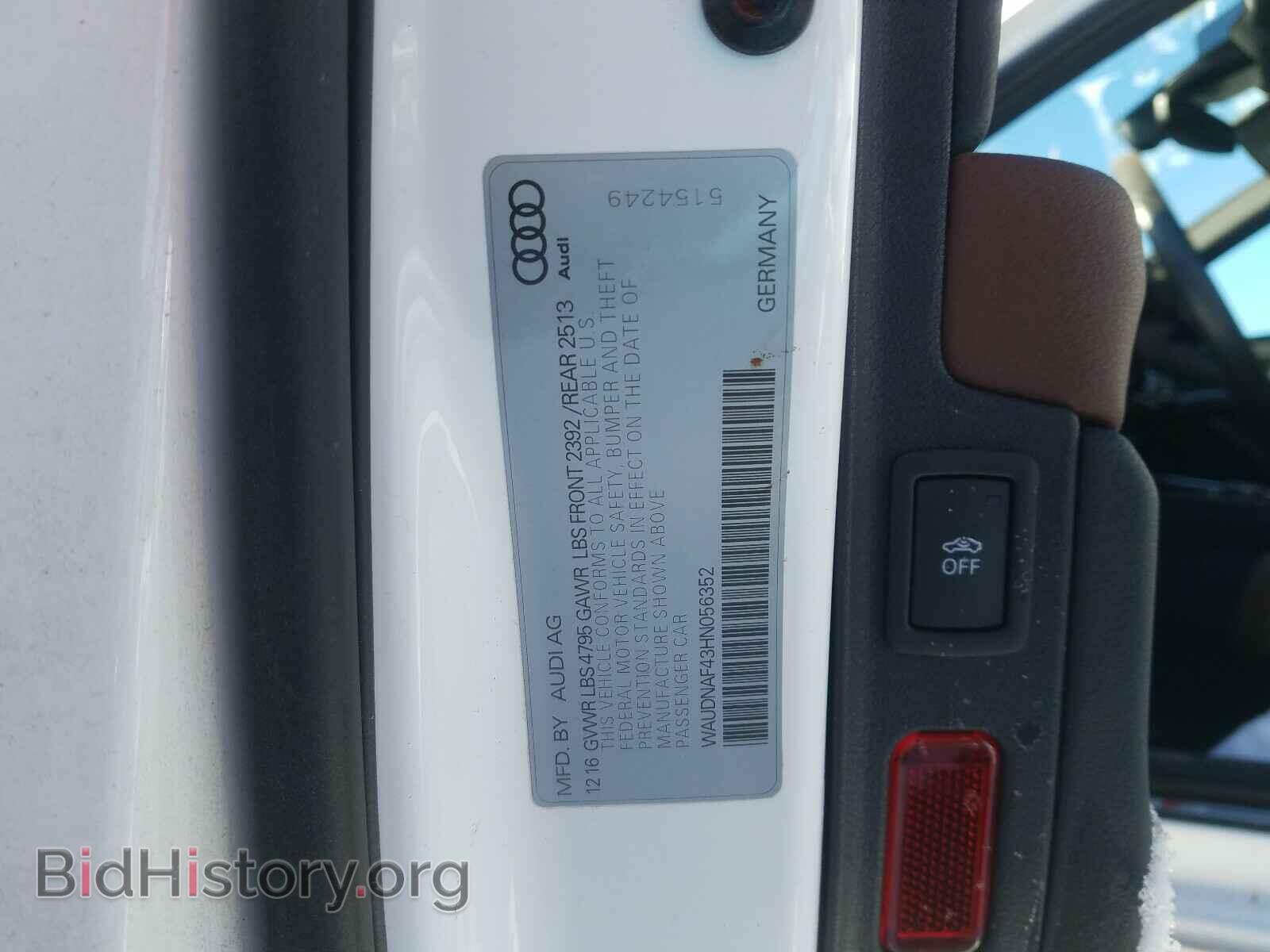 2017 AUDI A4 - VIN: WAUDNAF43HN056352 - Фото 10