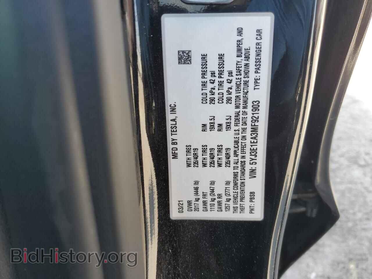 2021 TESLA MODEL 3 - VIN: 5YJ3E1EA3MF921903 - Фото 13
