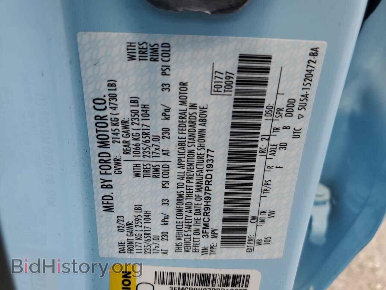 2023 FORD BRONCO - VIN: 3FMCR9H97PRD19377 - Фото 13