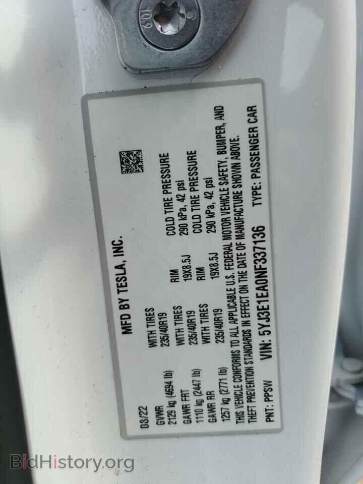 2022 TESLA MODEL 3 - VIN: 5YJ3E1EA0NF337136 - Фото 12