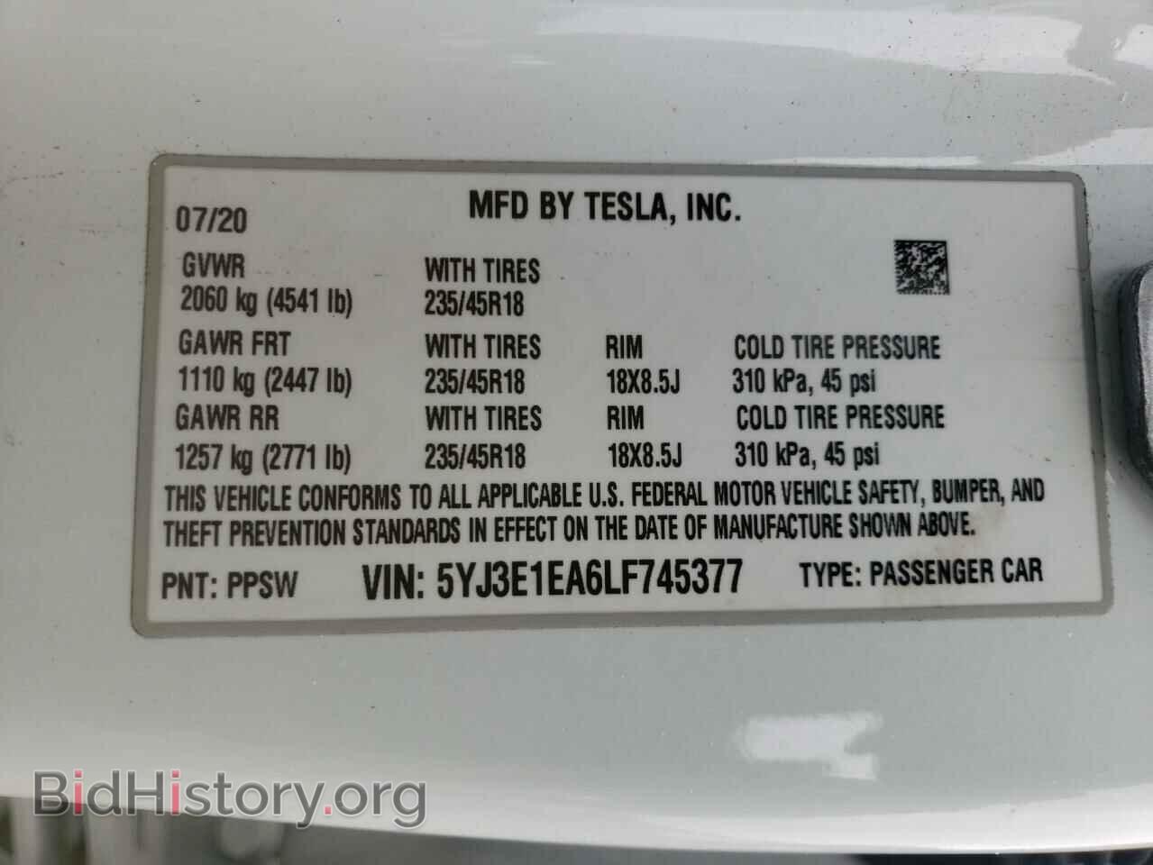2020 TESLA MODEL 3 - VIN: 5YJ3E1EA6LF745377 - Photo 10