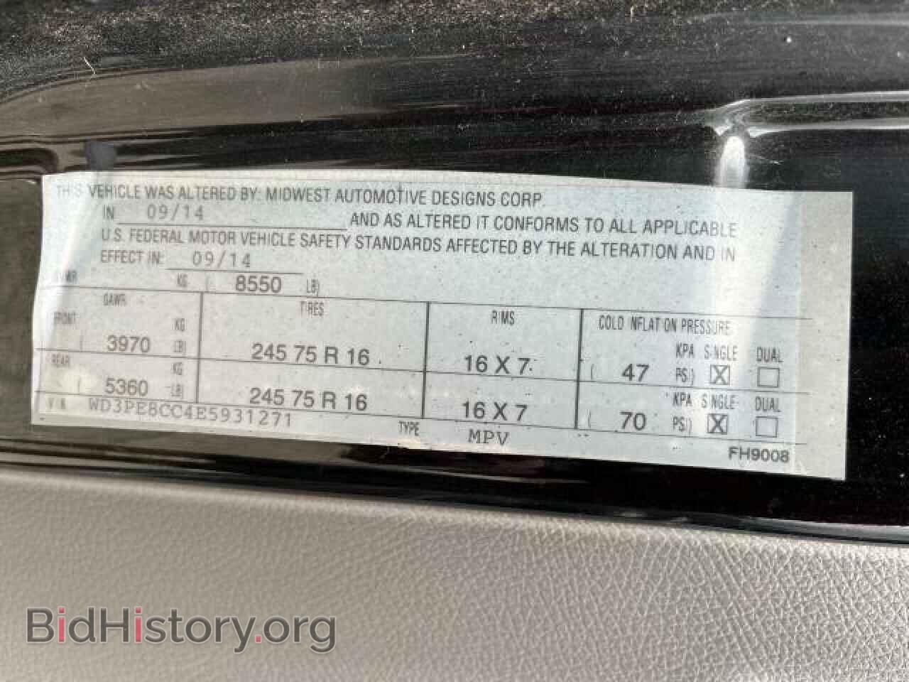 2014 MERCEDES-BENZ SPRINTER - VIN: WD3PE8CC4E5931271 - Фото 10