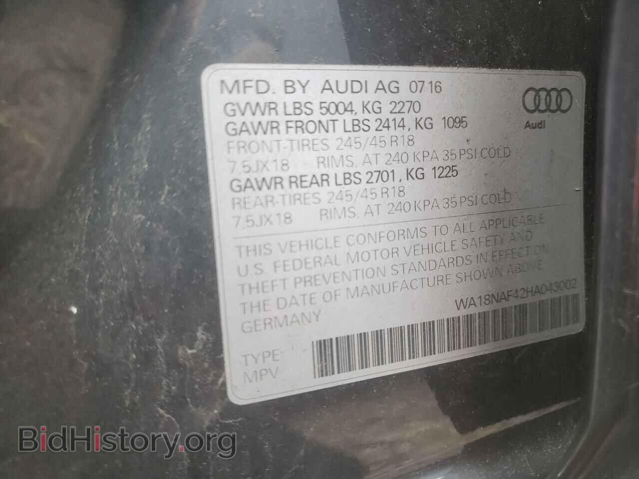 2017 AUDI A4 - VIN: WA18NAF42HA043002 - Photo 10