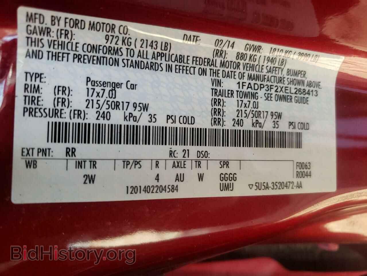 2014 FORD FOCUS - VIN: 1FADP3F2XEL268413 - Фото 10