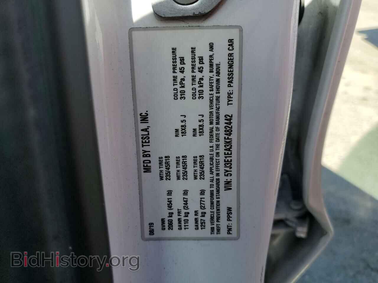 2019 TESLA MODEL 3 - VIN: 5YJ3E1EA3KF482442 - Фото 12