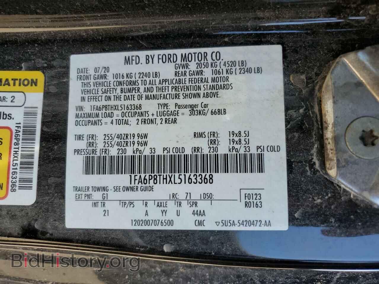 2020 FORD ALL Models - VIN: 1FA6P8THXL5163368 - Фото 13