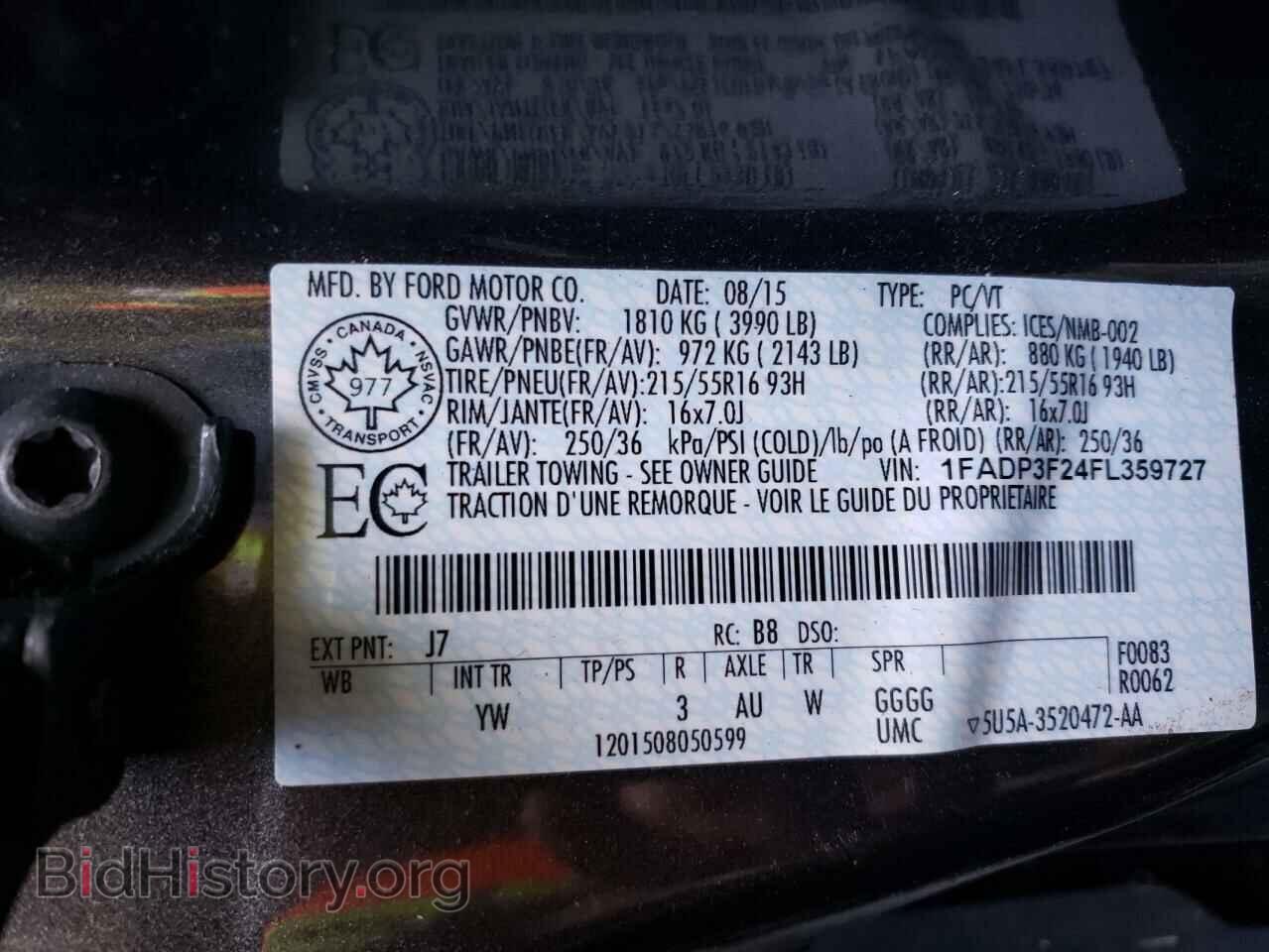 2015 FORD FOCUS - VIN: 1FADP3F24FL359727 - Фото 10