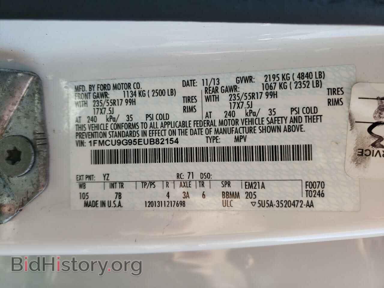 2014 FORD ESCAPE - VIN: 1FMCU9G95EUB82154 - Photo 10