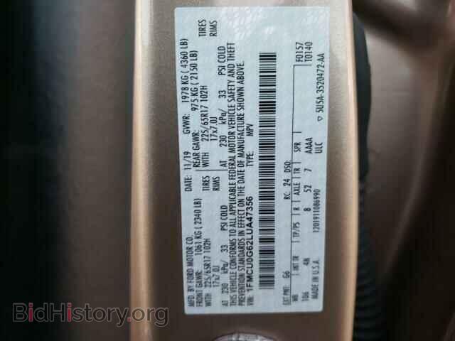 2020 FORD ESCAPE - VIN: 1FMCU0G62LUA47356 - Фото 10