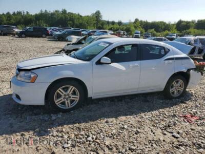 2012 Dodge AVENGER SXT, white — VIN 1C3CDZCB0CN196164, Copart