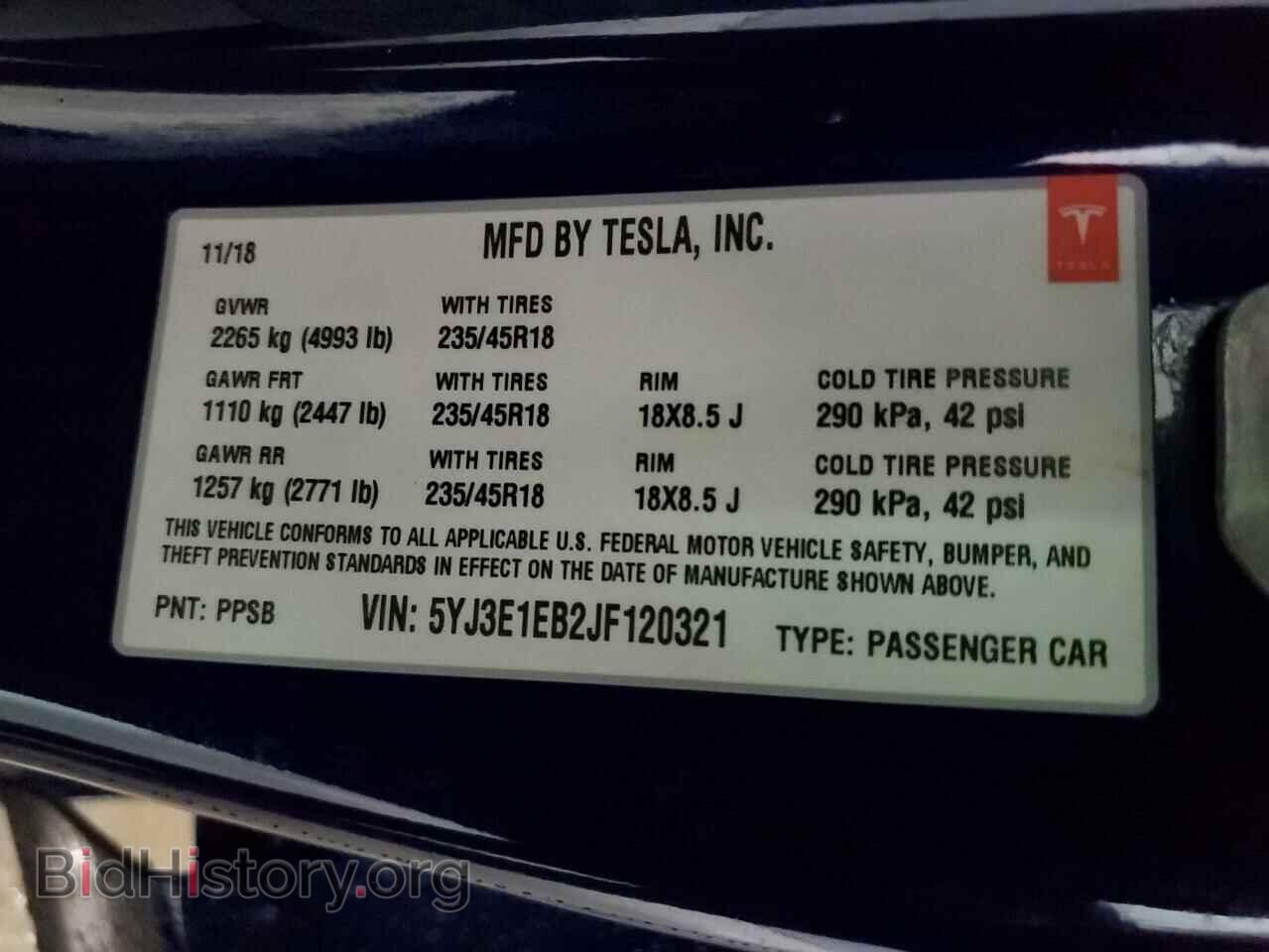 2018 TESLA MODEL 3 - VIN: 5YJ3E1EB2JF120321 - Фото 13