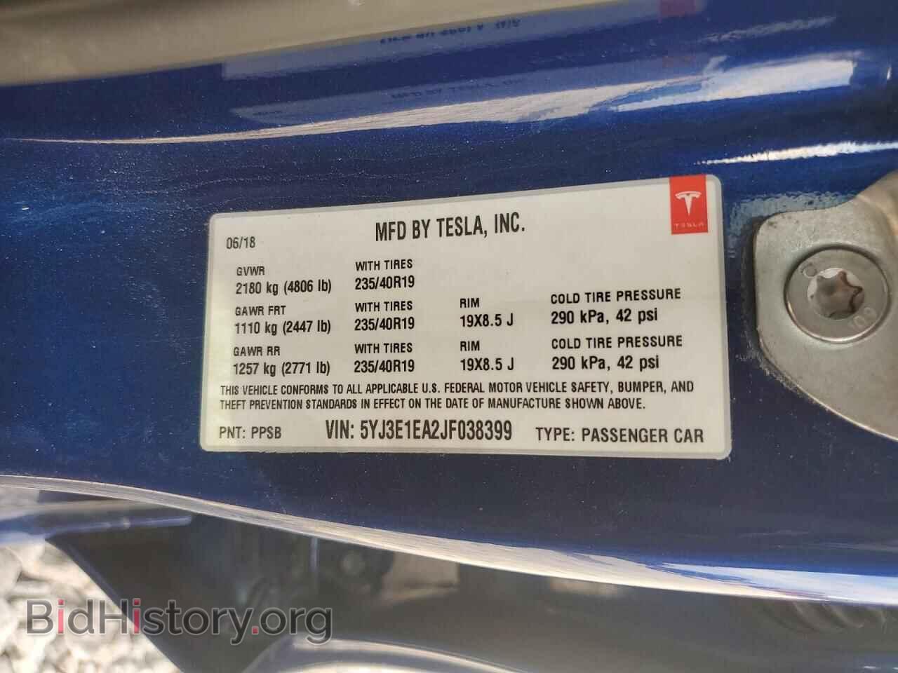 2018 TESLA MODEL 3 - VIN: 5YJ3E1EA2JF038399 - Photo 12