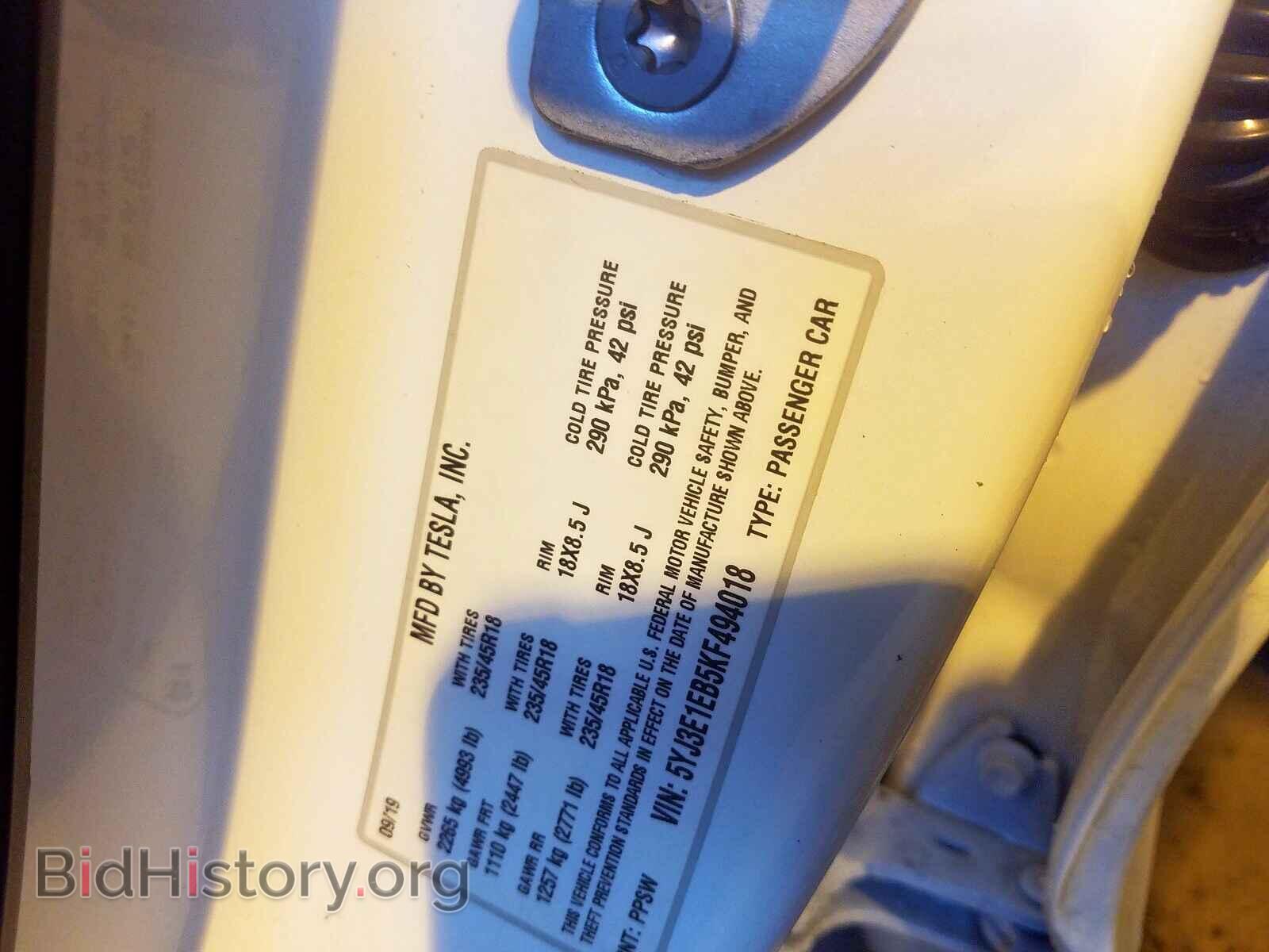 2019 TESLA MODEL 3 - VIN: 5YJ3E1EB5KF494018 - Photo 10