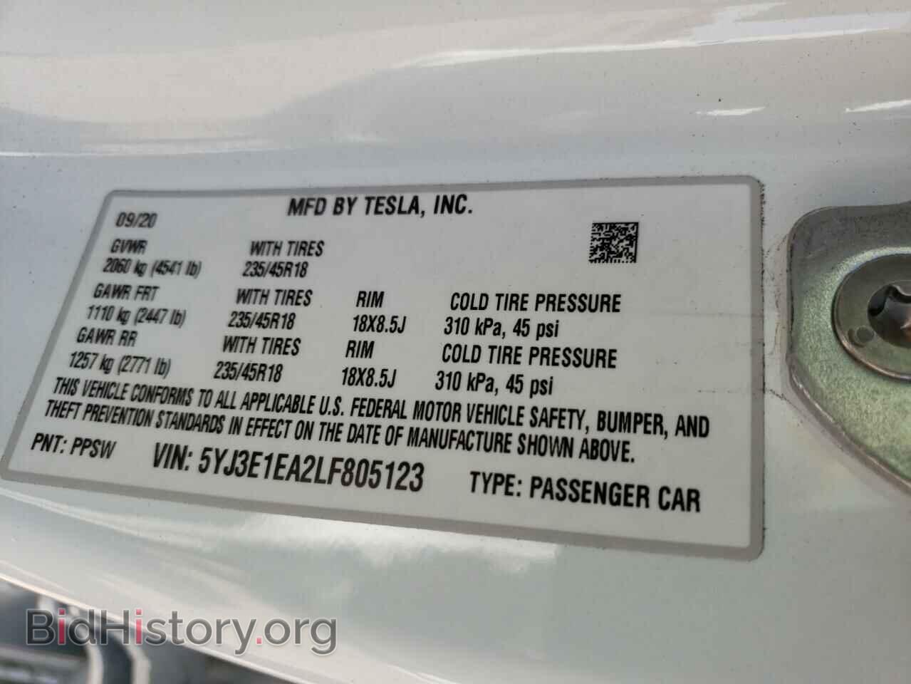 2020 TESLA MODEL 3 - VIN: 5YJ3E1EA2LF805123 - Фото 10