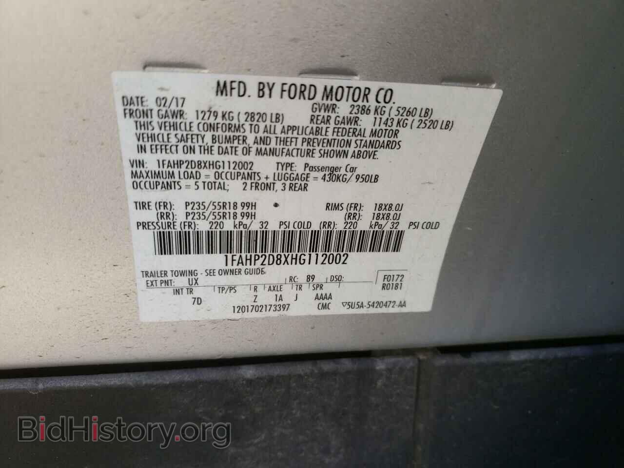 2017 FORD TAURUS - VIN: 1FAHP2D8XHG112002 - Photo 10