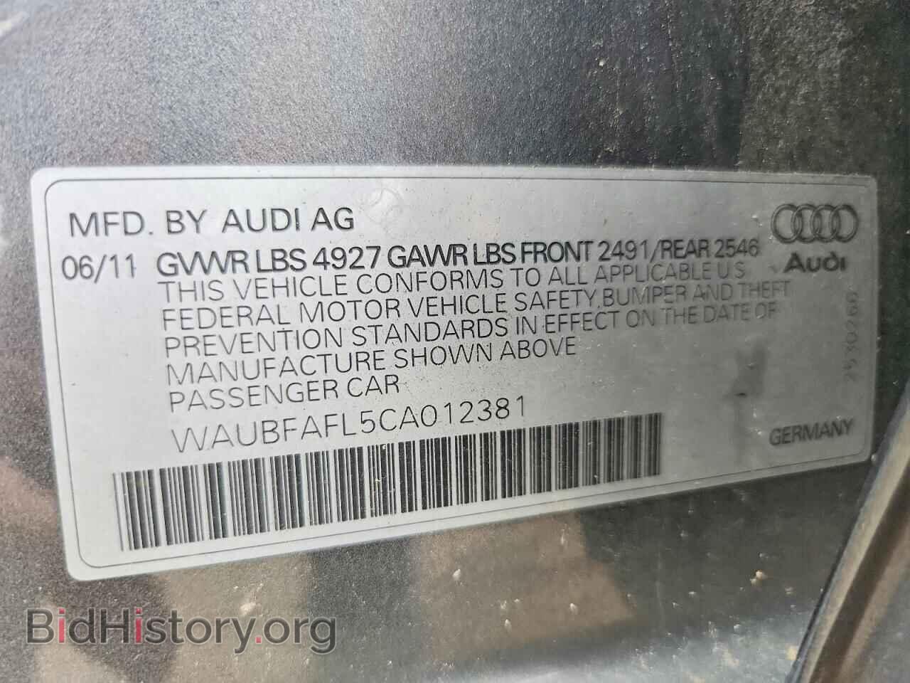 2012 AUDI A4 - VIN: WAUBFAFL5CA012381 - Фото 12
