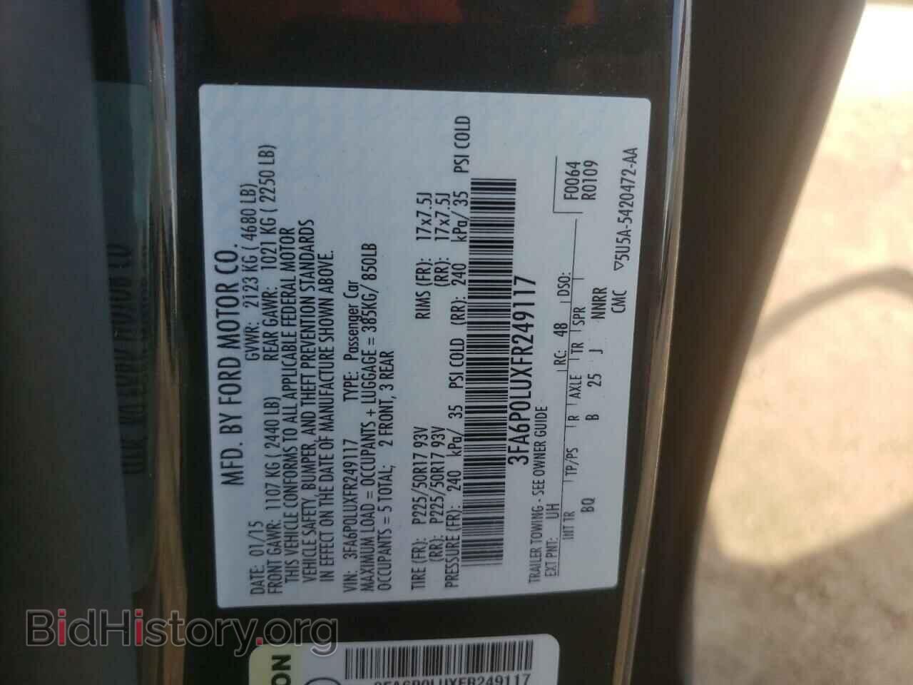 2015 FORD ALL Models - VIN: 3FA6P0LUXFR249117 - Фото 13