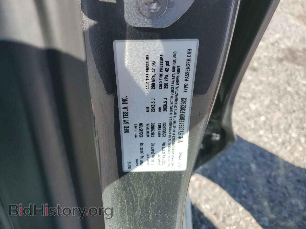 2019 TESLA MODEL 3 - VIN: 5YJ3E1EB6KF392923 - Фото 10