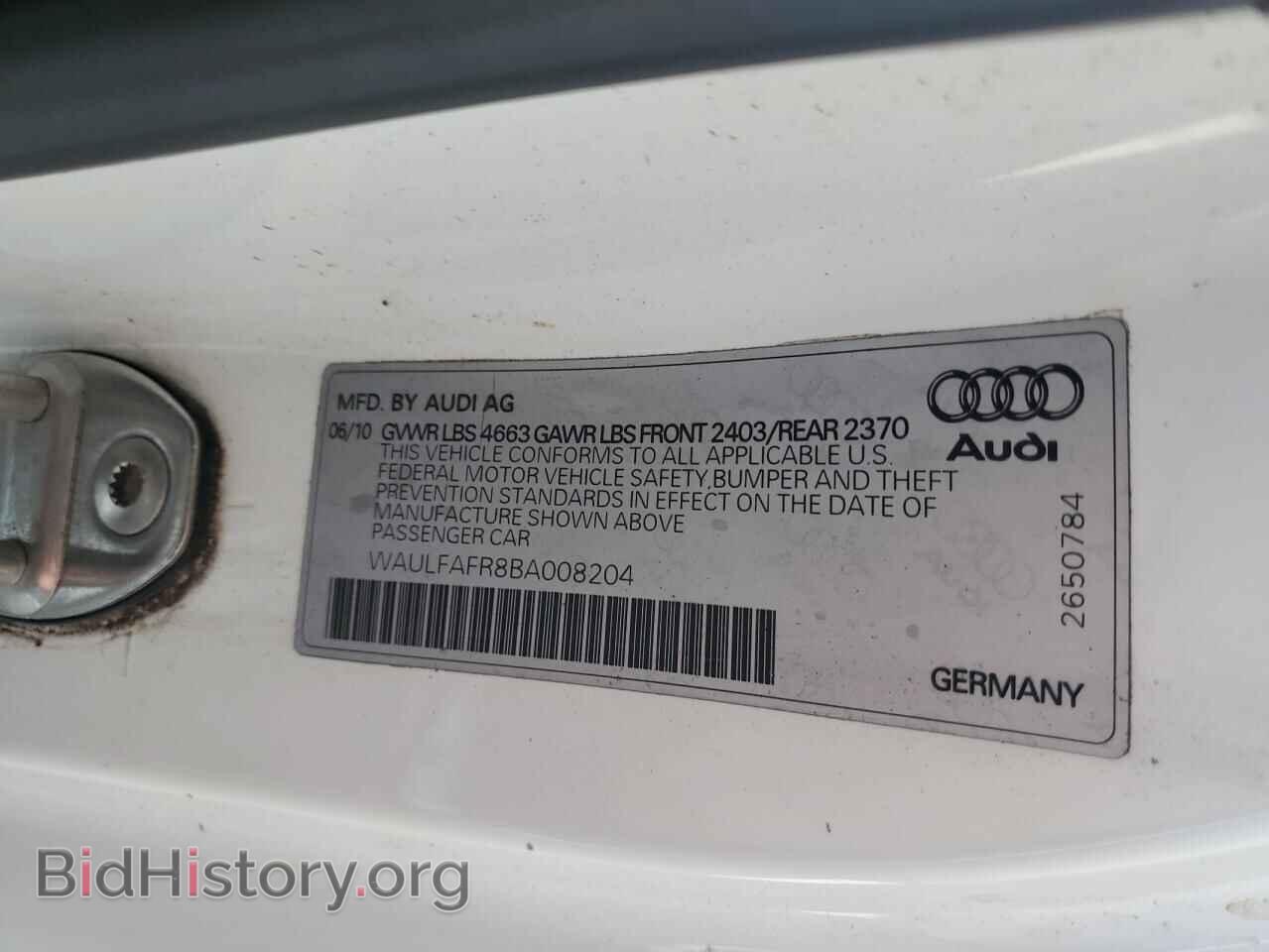 2011 AUDI A5 - VIN: WAULFAFR8BA008204 - Фото 12
