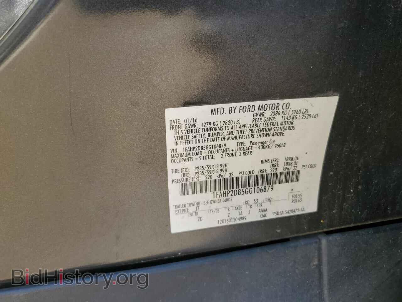 2016 FORD TAURUS - VIN: 1FAHP2D85GG106879 - Photo 12