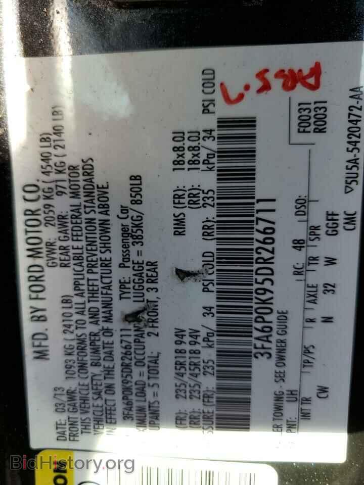 2013 FORD FUSION - VIN: 3FA6P0K95DR266711 - Фото 10