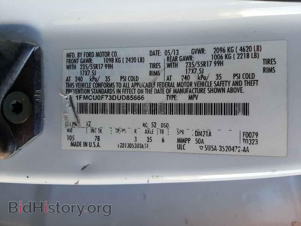 2013 FORD ESCAPE - VIN: 1FMCU0F73DUD85666 - Фото 10