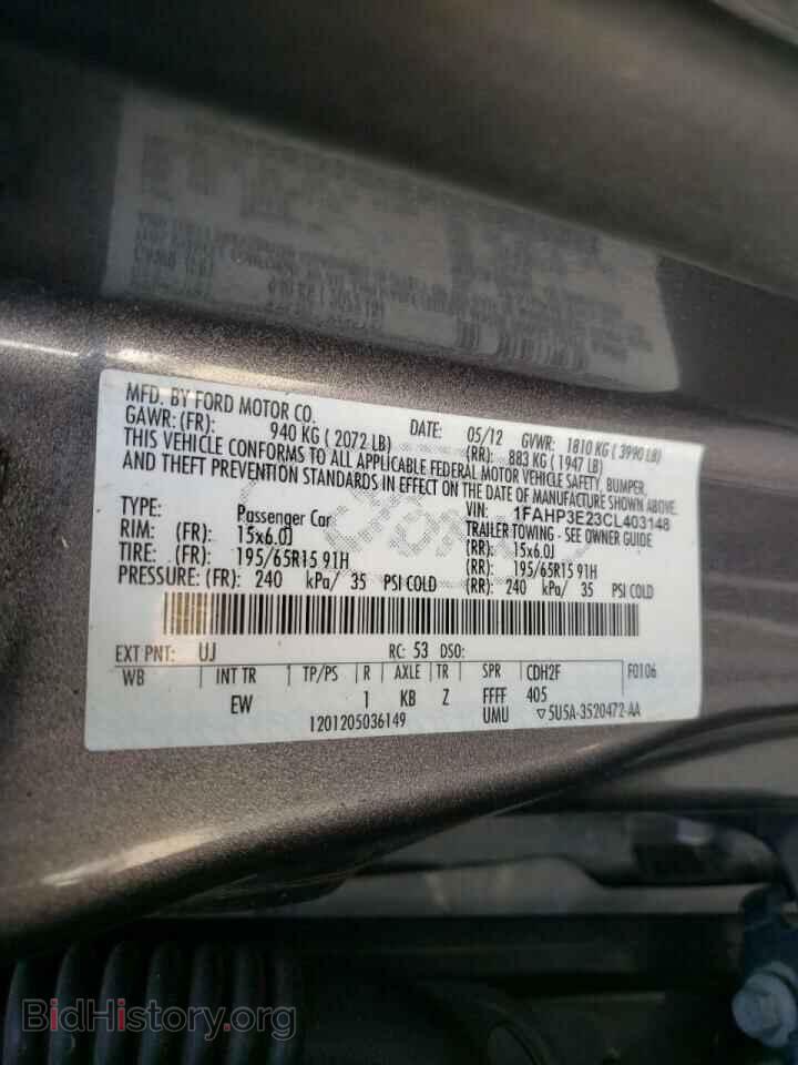 2012 FORD FOCUS - VIN: 1FAHP3E23CL403148 - Фото 10