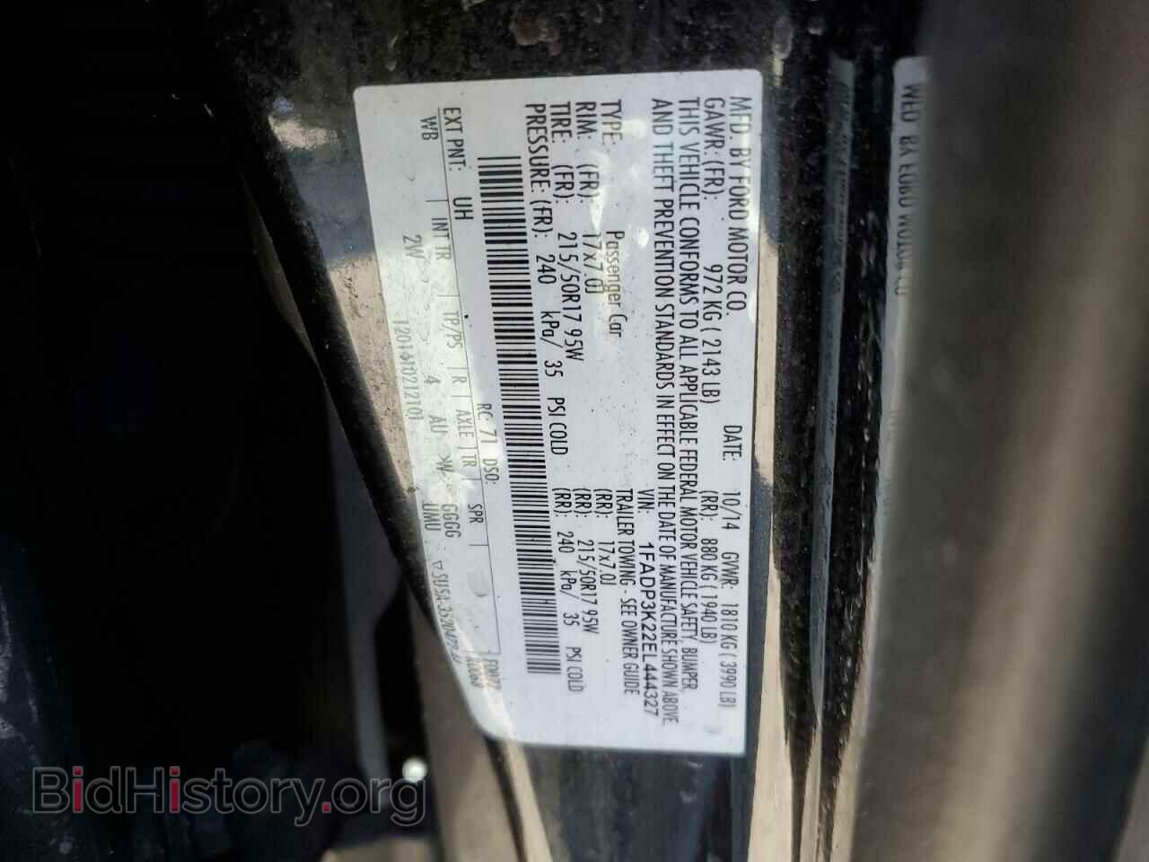 2014 FORD FOCUS - VIN: 1FADP3K22EL444327 - Фото 10