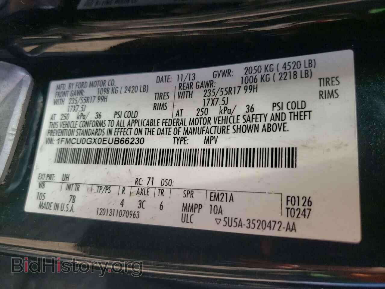 2014 FORD ESCAPE - VIN: 1FMCU0GX0EUB66230 - Photo 10