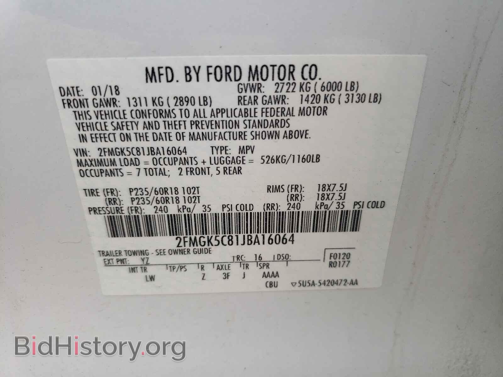 2018 FORD FLEX - VIN: 2FMGK5C81JBA16064 - Photo 10