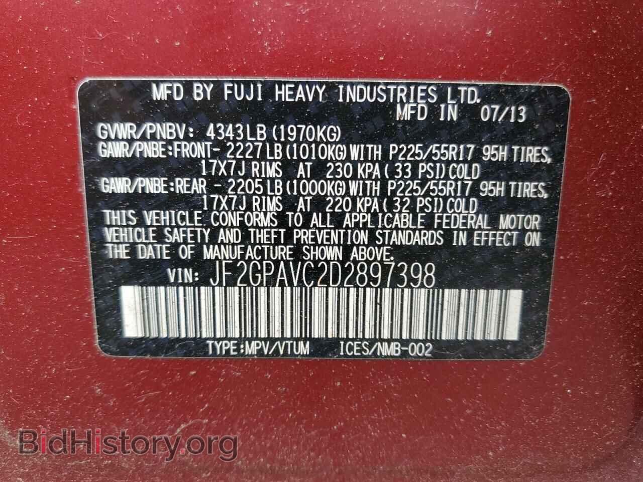 2013 SUBARU XV - VIN: JF2GPAVC2D2897398 - Фото 13