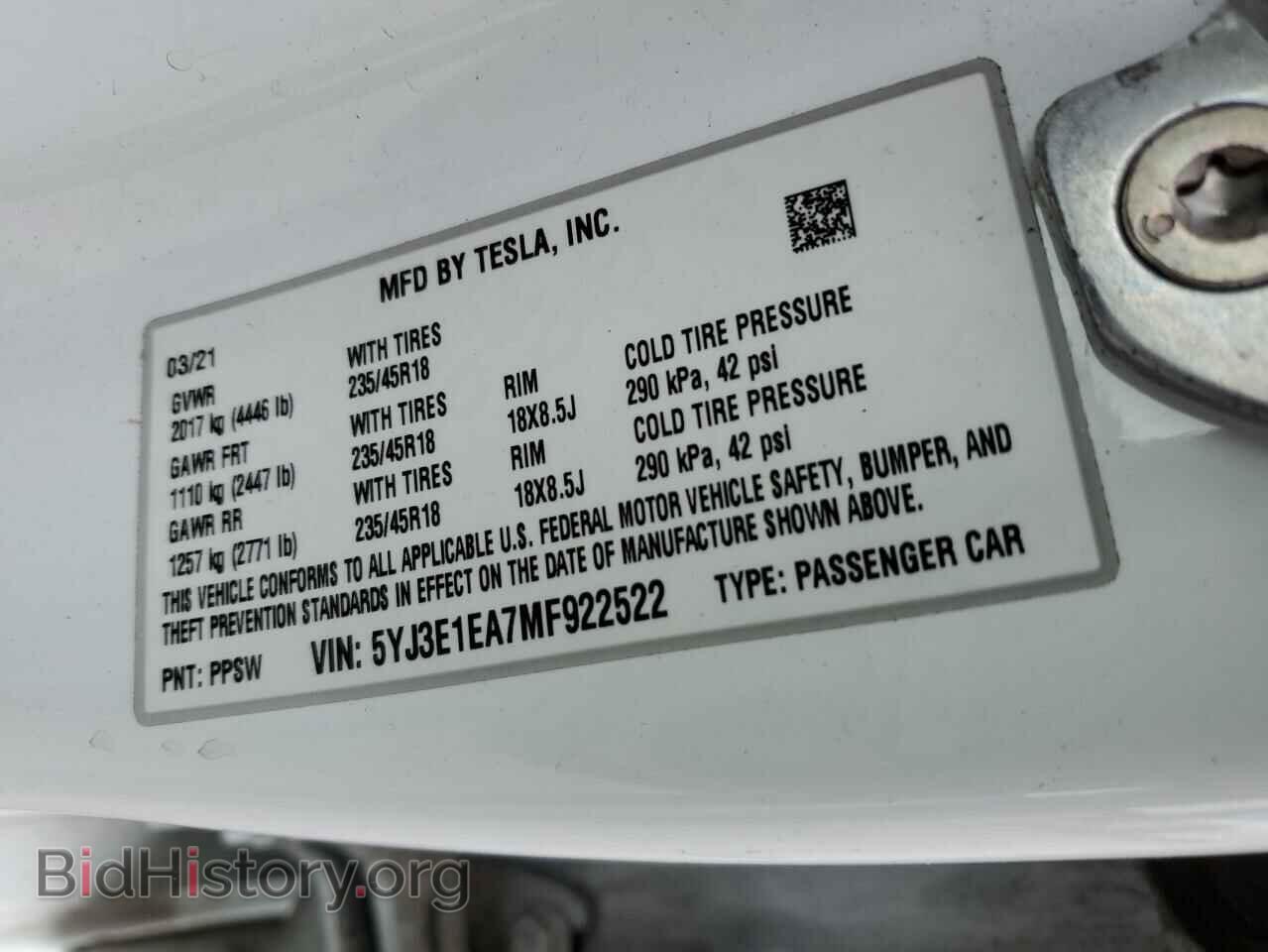 2021 TESLA MODEL 3 - VIN: 5YJ3E1EA7MF922522 - Photo 10