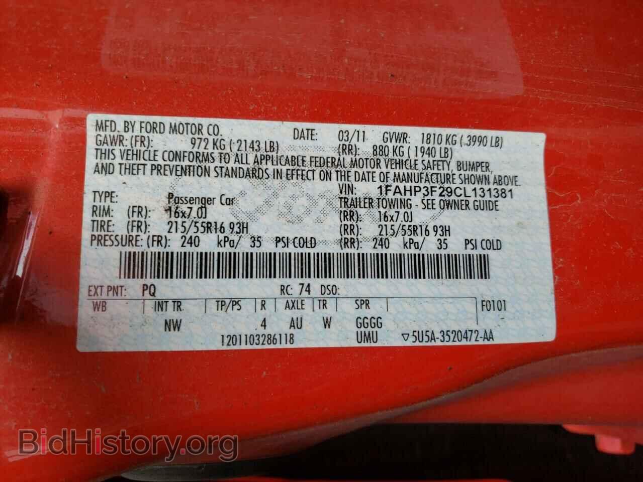 2012 FORD FOCUS - VIN: 1FAHP3F29CL131381 - Фото 10