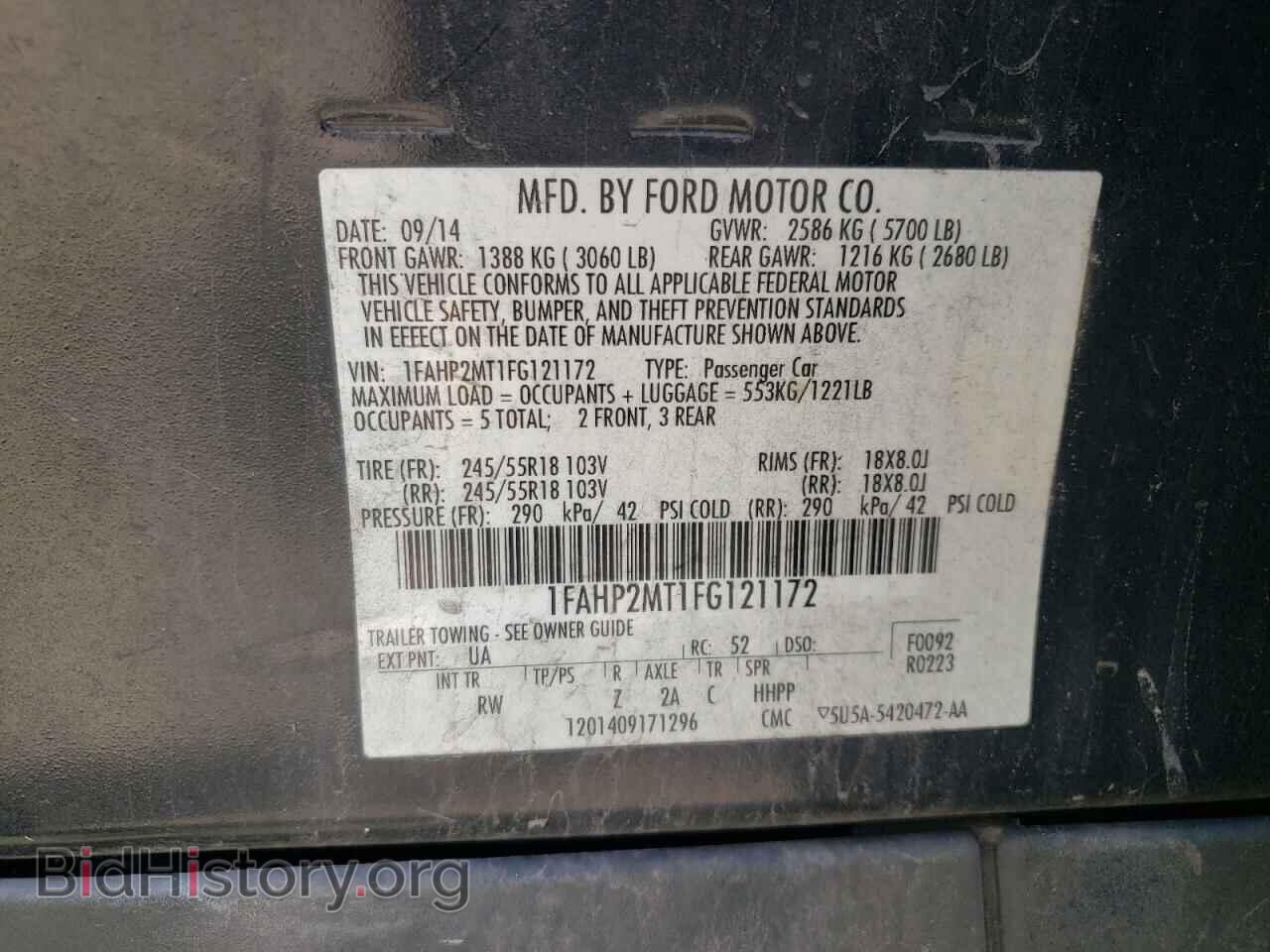 2015 FORD TAURUS - VIN: 1FAHP2MT1FG121172 - Фото 10