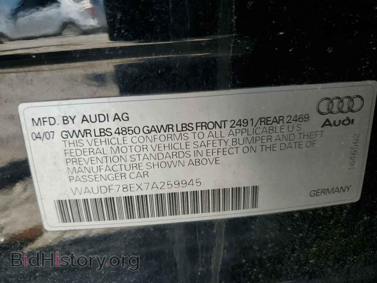 2007 AUDI A4 - VIN: WAUDF78EX7A259945 - Photo 13