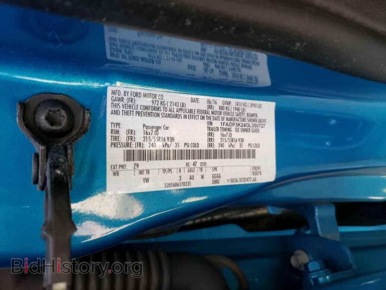 2016 FORD FOCUS - VIN: 1FADP3K24GL350727 - Фото 10