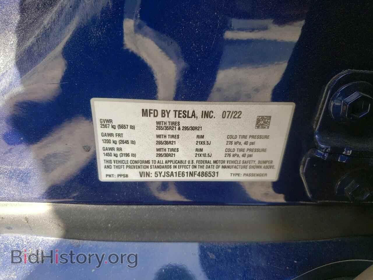 2022 TESLA MODEL S - VIN: 5YJSA1E61NF486531 - Photo 13