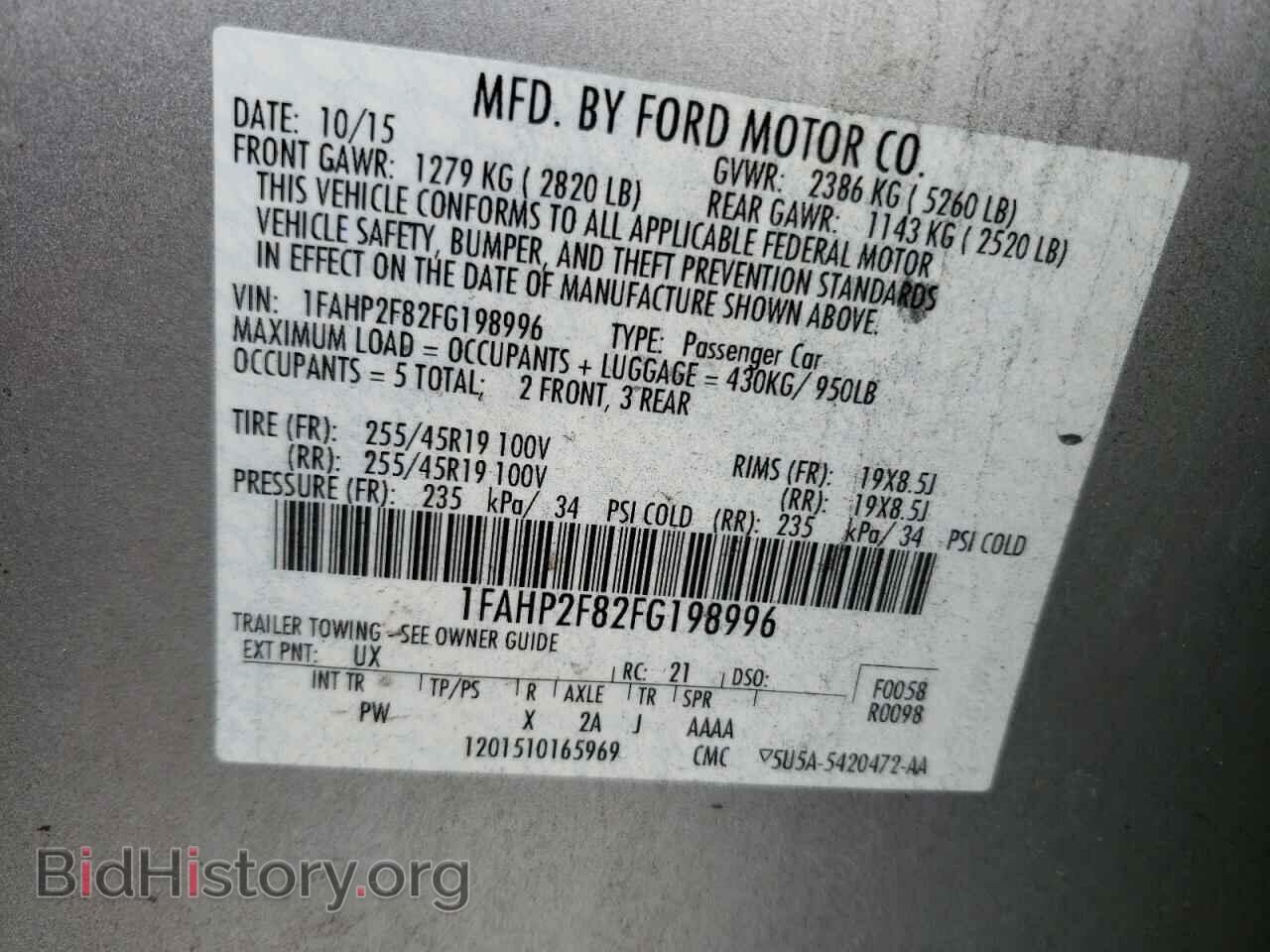 2015 FORD TAURUS - VIN: 1FAHP2F82FG198996 - Photo 10
