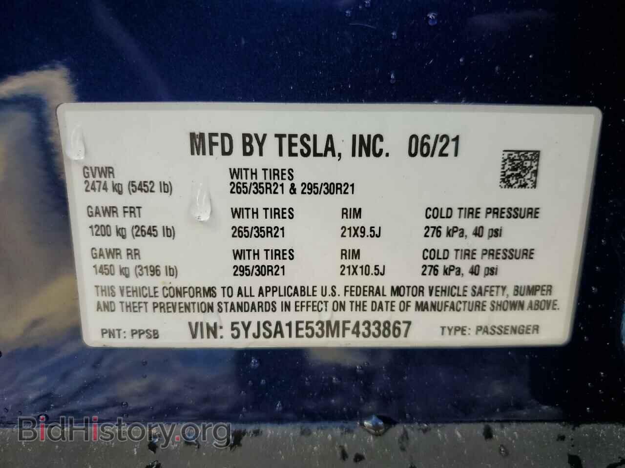 2021 TESLA MODEL S - VIN: 5YJSA1E53MF433867 - Photo 10