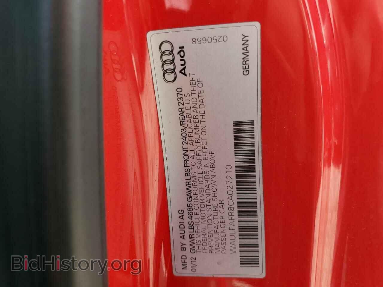 2012 AUDI A5 - VIN: WAULFAFR8CA027210 - Photo 12