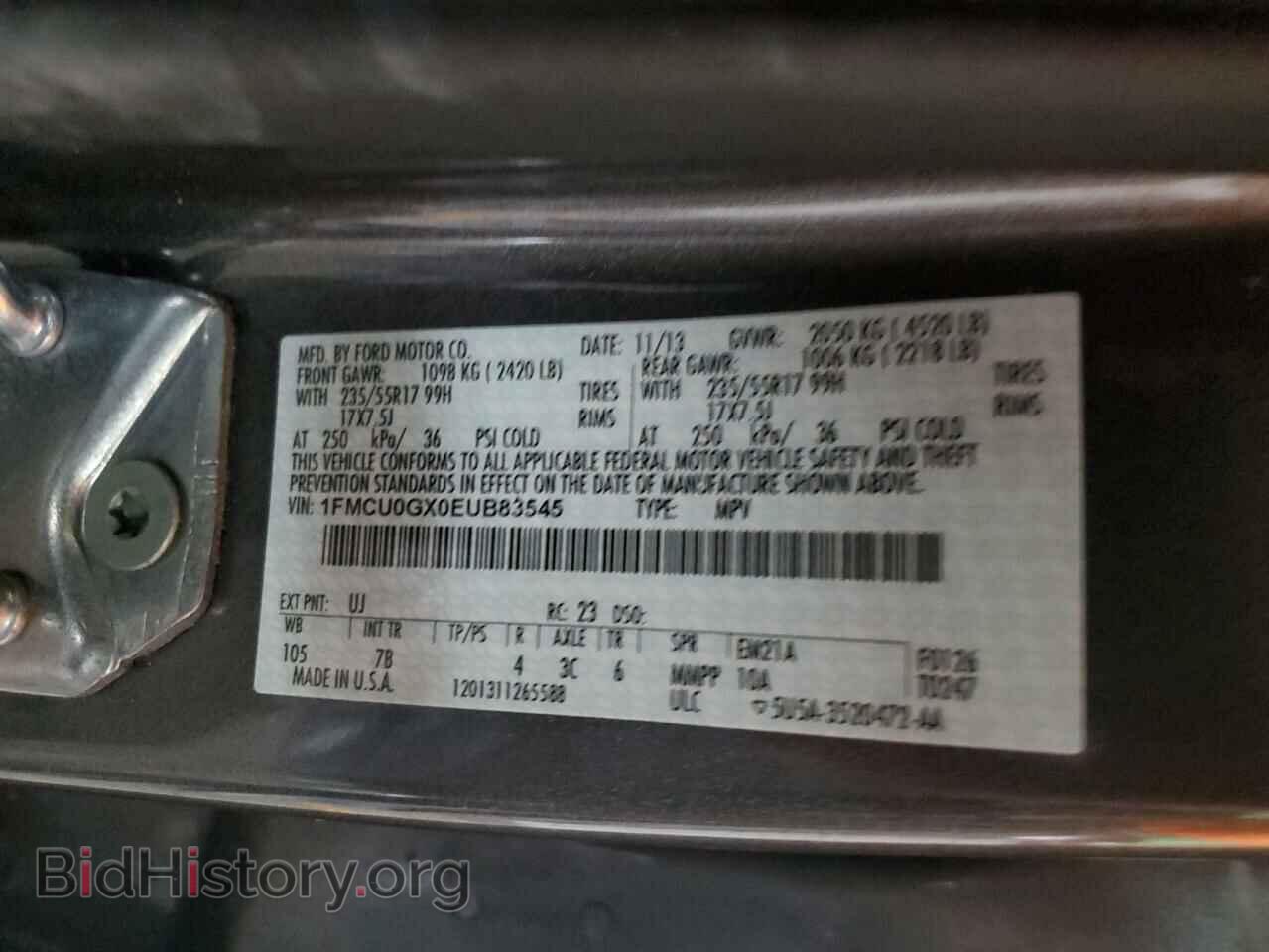 2014 FORD ESCAPE - VIN: 1FMCU0GX0EUB83545 - Фото 13