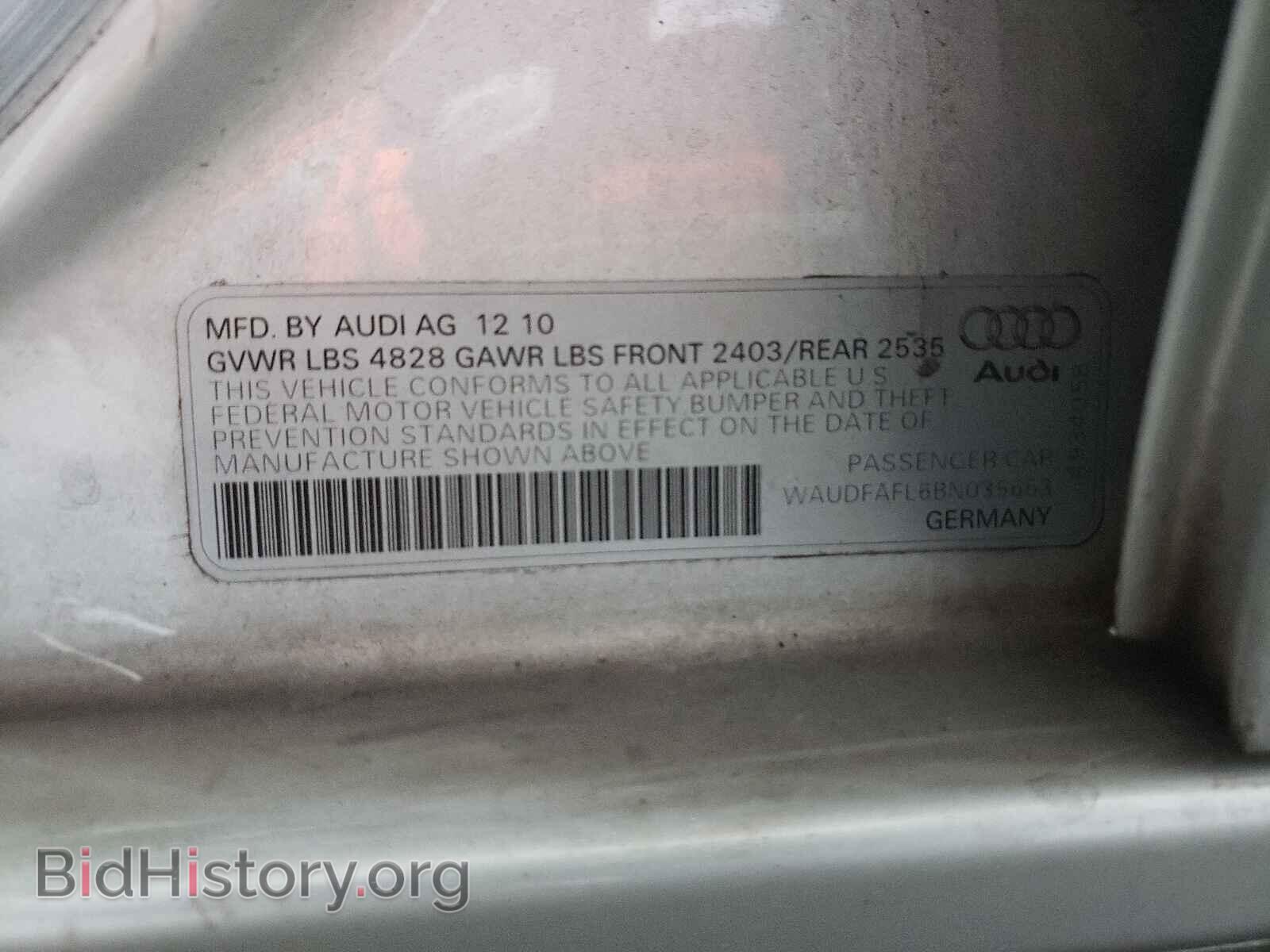 2011 AUDI A4 - VIN: WAUDFAFL6BN035653 - Фото 10