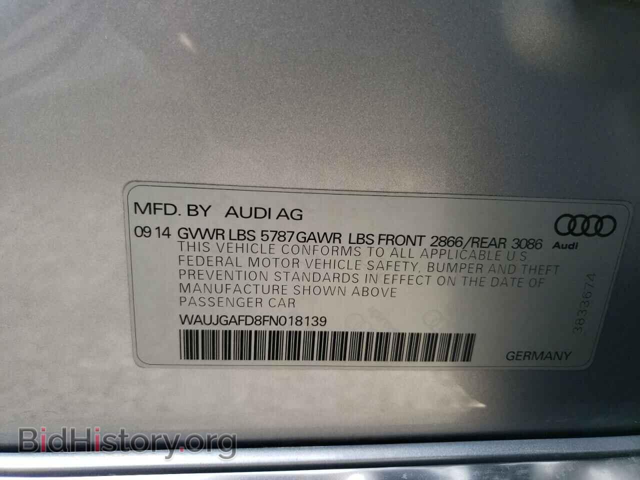 2015 AUDI A8 - VIN: WAUJGAFD8FN018139 - Фото 10