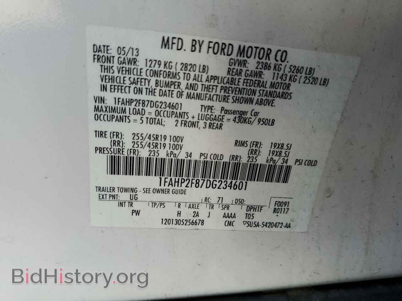 2013 FORD TAURUS - VIN: 1FAHP2F87DG234601 - Фото 10