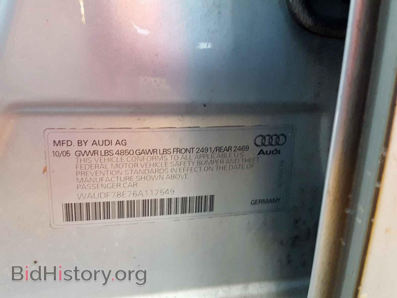 2006 AUDI A4 - VIN: WAUDF78E76A117549 - Photo 10