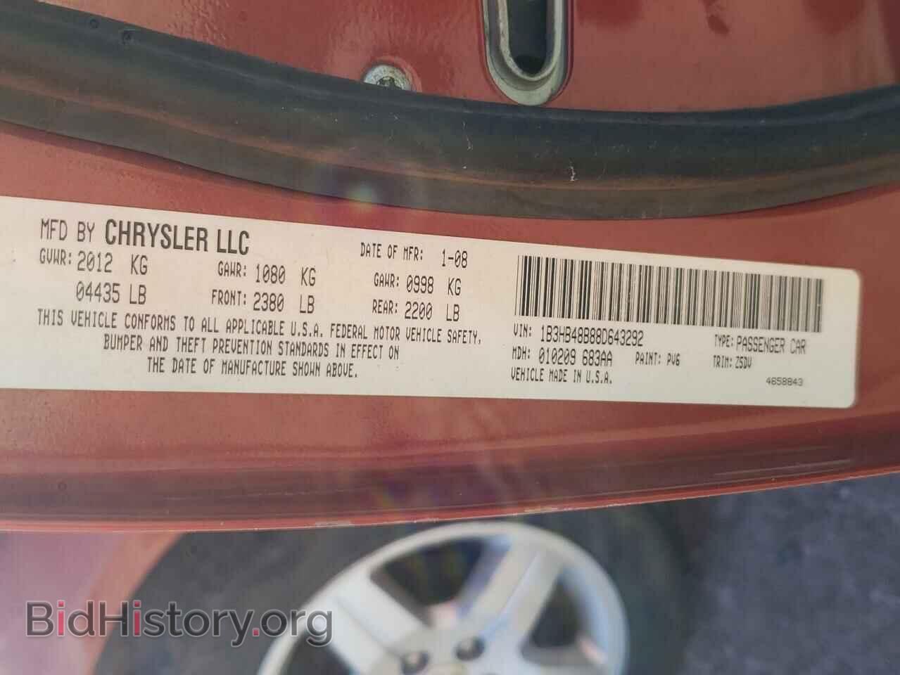 2008 DODGE CALIBER - VIN: 1B3HB48B88D643292 - Photo 10