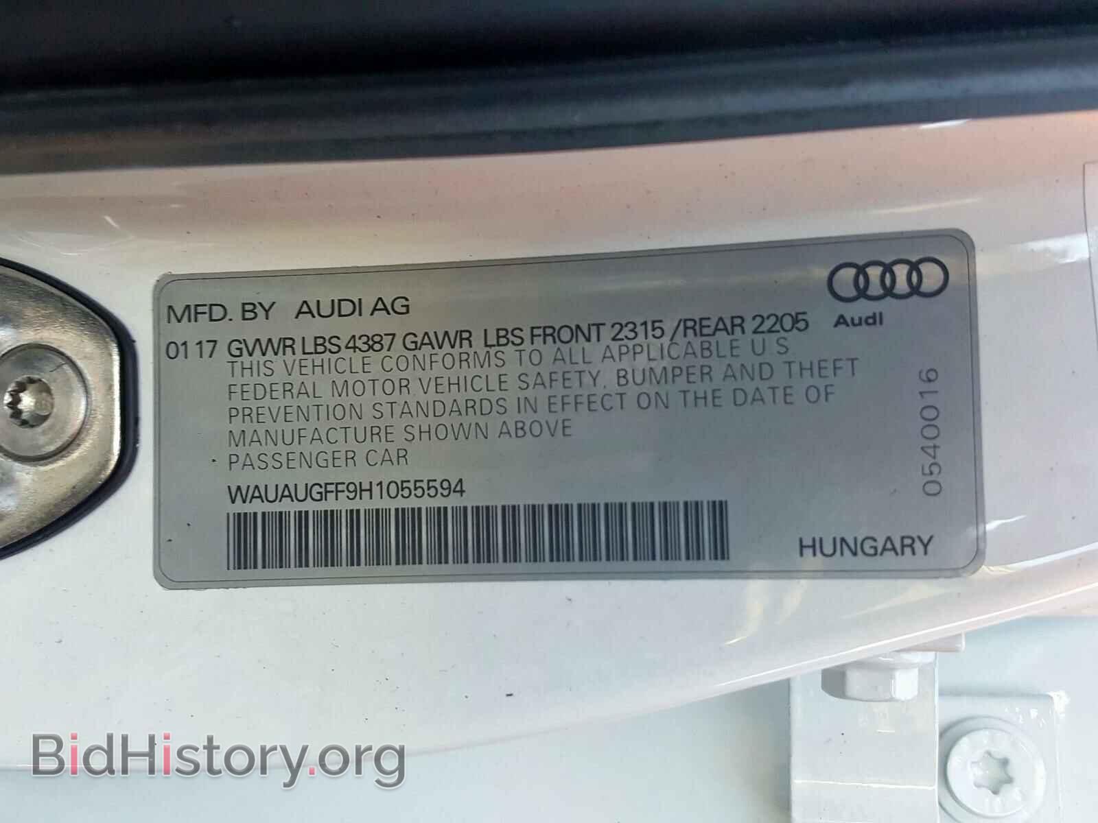 2017 AUDI A3 - VIN: WAUAUGFF9H1055594 - Фото 10